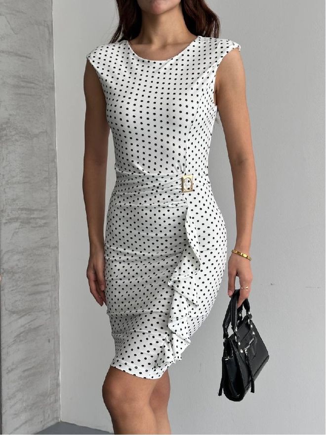 Mistix Bela Elegantna Polka Dot Bodycon Obleka Oblačila na debelo Ležerno