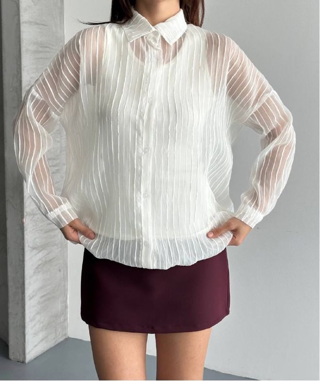 Mistix Balti Dryžuoti Marškiniai Su Polo Apykakle Didmeninė prekyba drabužiais Kokteilinė