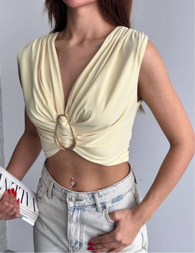 Mistix Beige Sexy Fitted Sleeveless Cap Sleeve Blouse Wholesale Clothing Casual