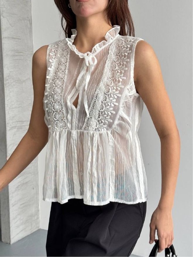 Mistix Camicetta Bianco Boho Casuale Elegante Sexy Abbigliamento all'ingrosso Casuale