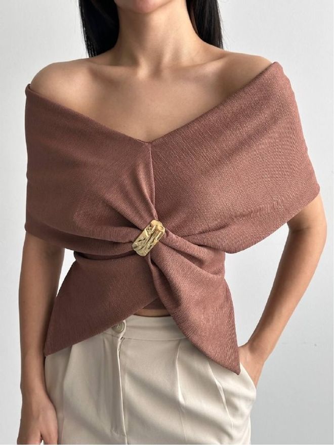 Mistix Brown Sexy Elegant Glam Blouse Wholesale Clothing Sexy