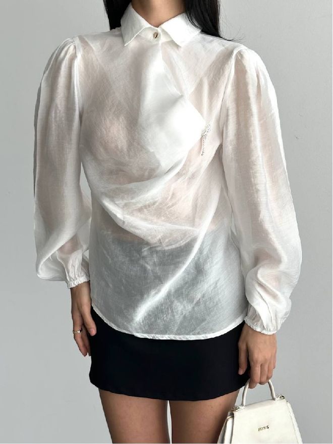 Mistix Бела Елегантна Формална Винтаге Ретро Кошуља Велепродаја одеће скроман