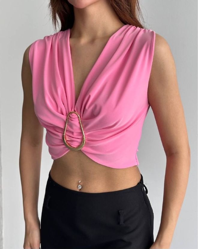 Mistix Bluza Roz Ajustată Sexy Glam Îmbrăcăminte cu ridicata Casual