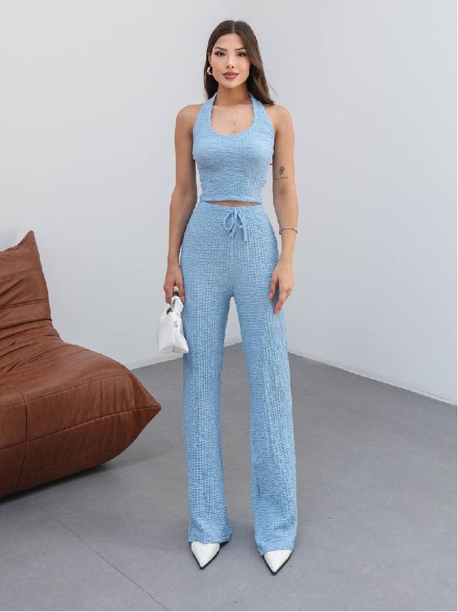 Mistix Комплект Синьо Небрежен Секси Улична Мода Спорт Дрехи на едро Небрежен