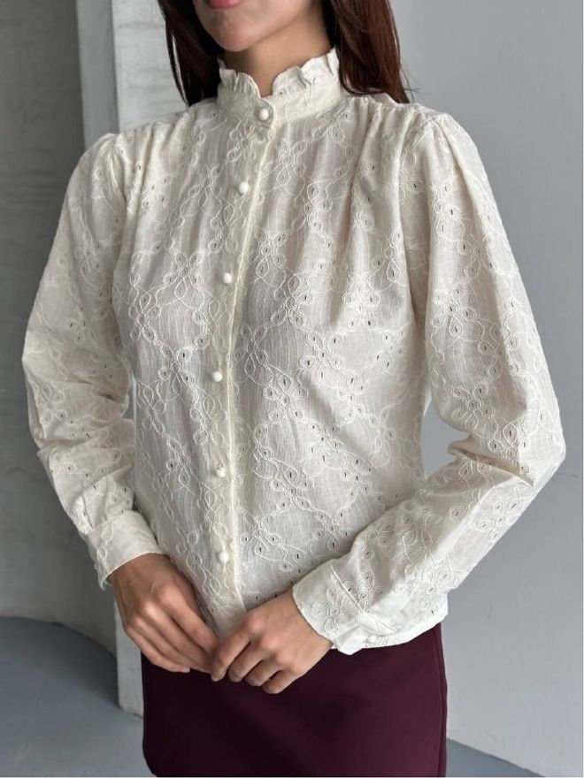 Mistix Бела Елегантна Винтаге Кошуља Велепродаја одеће скроман