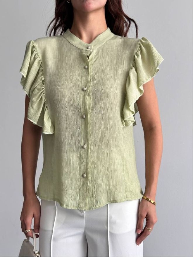 Mistix Beige Elegant Casual Shirt Wholesale Clothing Casual