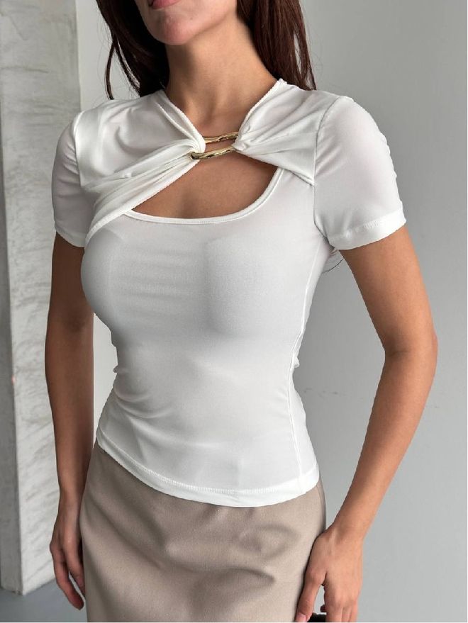 Mistix Блуза С Деколте И Катарама Дрехи на едро Небрежен