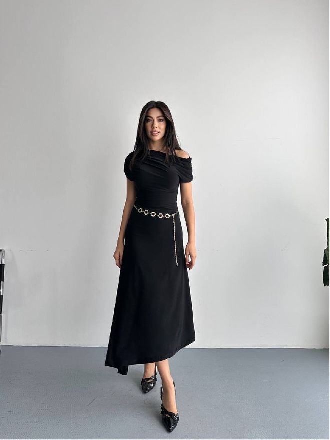 Mistix Vestido Longo Slip Preto Elegante Com Mangas De Babados Roupas por atacado Sensual