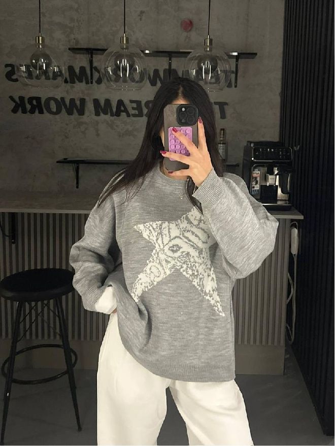 Mistix Grey Oversized Fit Casual Blouse Wholesale Clothing Casual