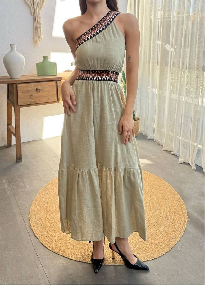 Mistix Χακί Φόρεμα Maxi Με Εφαρμοστή Και Φουσκωτή Φούστα Χονδρικό εμπόριο ενδυμάτων Casual