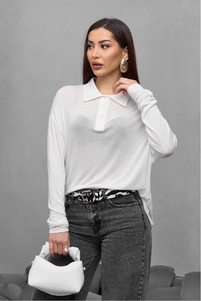 Mistix Chemisier Blanc Grande Taille Col Polo Vêtements en gros Décontracté