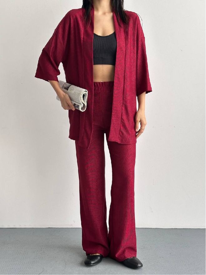 Mistix Set Bordeaux Casual Abbigliamento Di Strada Palazzo Abbigliamento all'ingrosso Casuale