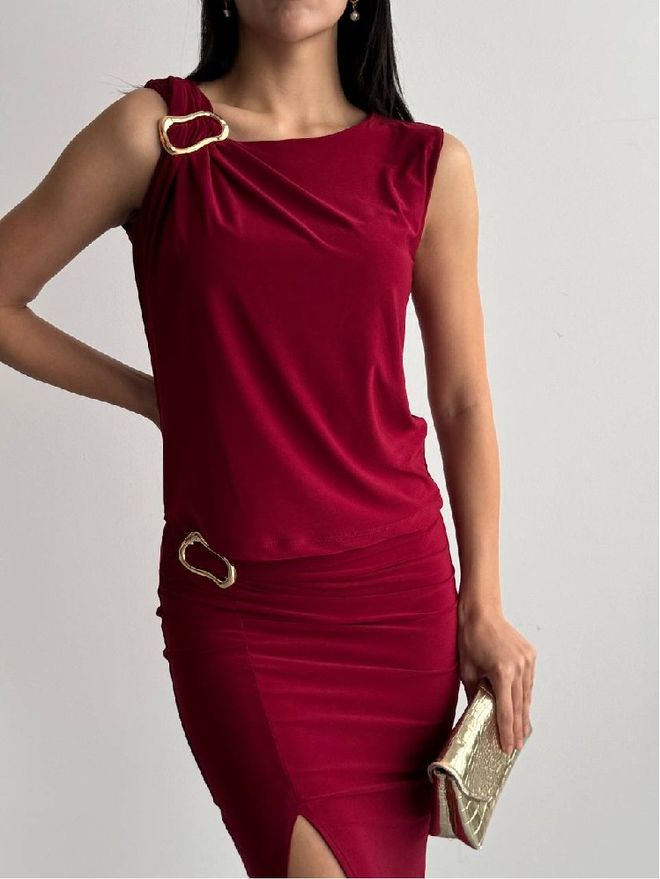 Mistix Set Bordeaux Elegante Formale Sexy Glamour Abbigliamento all'ingrosso Sexy