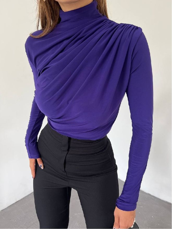Mistix Morado Elegante Formal Sexy Blusa Ropa al por mayor Sexy