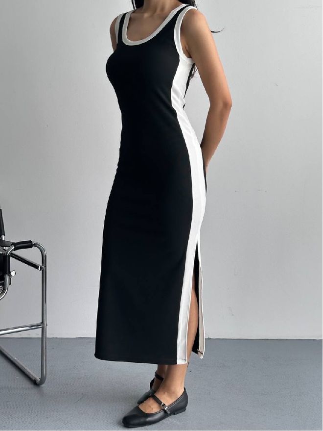 Mistix Black Sexy Bodycon Dress With Color Block Design Wholesale Clothing Casual