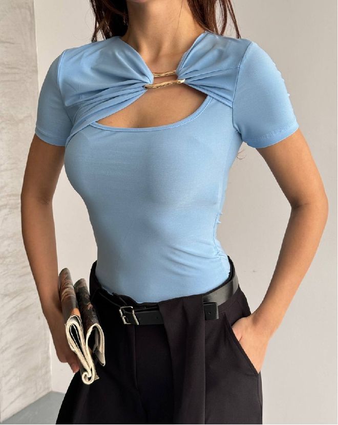 Mistix Blue Sexy Casual Elegant Blouse Wholesale Clothing Casual