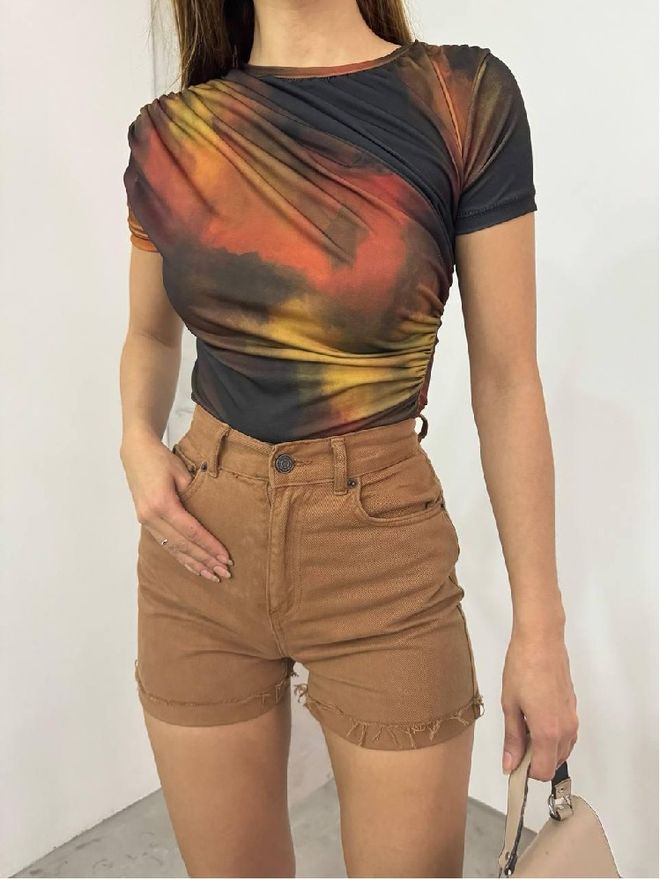 Mistix Black Tie Dye Casual Streetwear Blouse Wholesale Clothing Casual