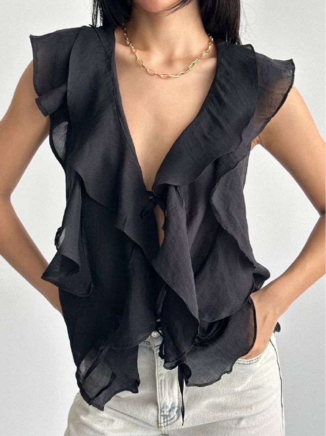 Mistix Блуза С Волани С Нулев Ръкав Liosel Дрехи на едро Винтидж