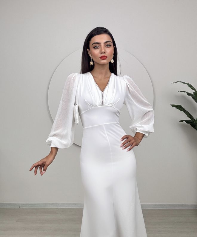Miss Janell Kollar Şifon Atlas Elbise Toptan Giyim Zarif