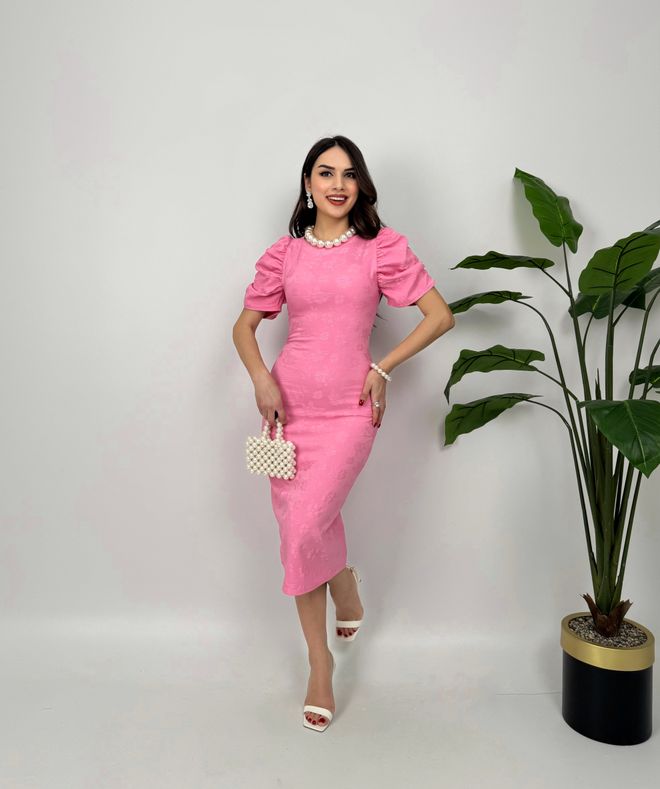 Miss Janell Kleid Aus Geprägtem Polyester Großhandelskleidung Elegant