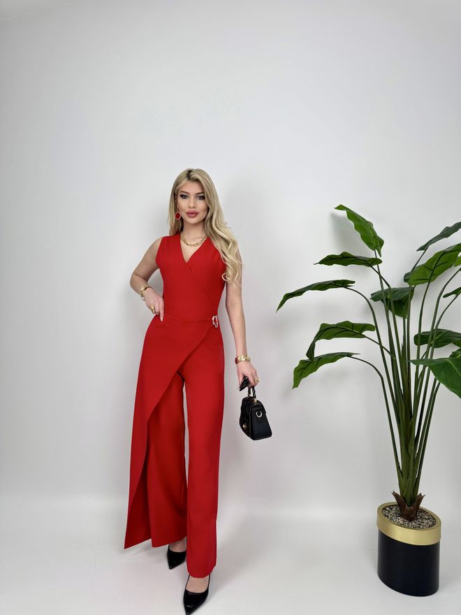 Miss Janell Podroben Kombinezon Z Zaponko Za Pas Oblačila na debelo Eleganten
