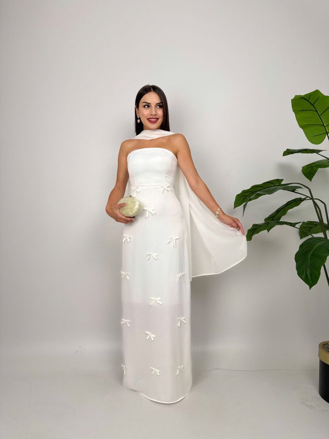 Miss Janell Robe Moulante Blanche Élégante Sans Bretelles Vêtements en gros Formel