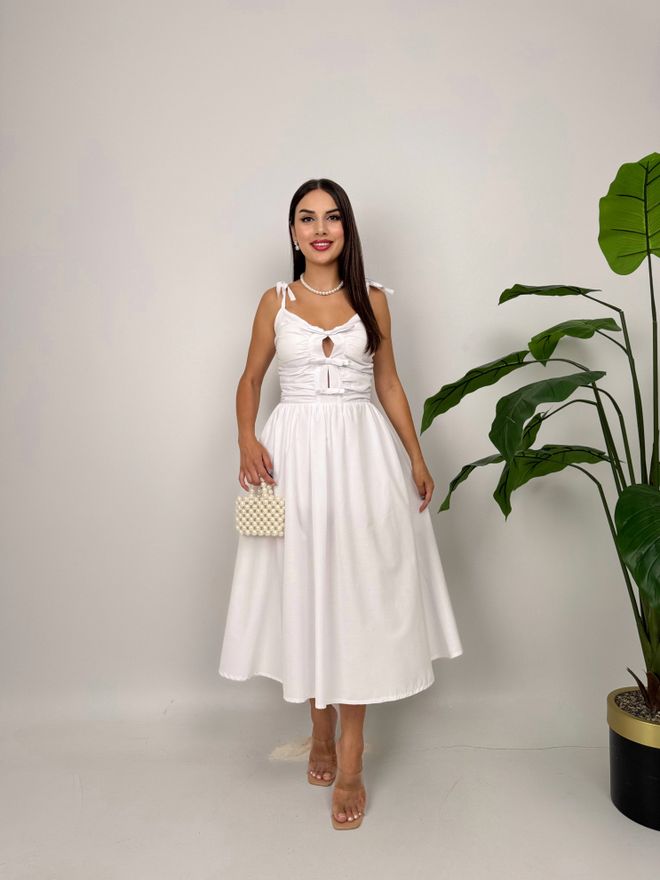 Miss Janell Ασπρο Φόρεμα Fit And Flare Χωρίς Μανίκια Χονδρικό εμπόριο ενδυμάτων Casual