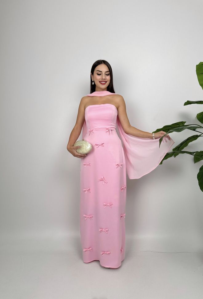 Miss Janell Élégante Robe Fourreau Rose Sans Bretelles Longueur Au Sol Vêtements en gros Formel