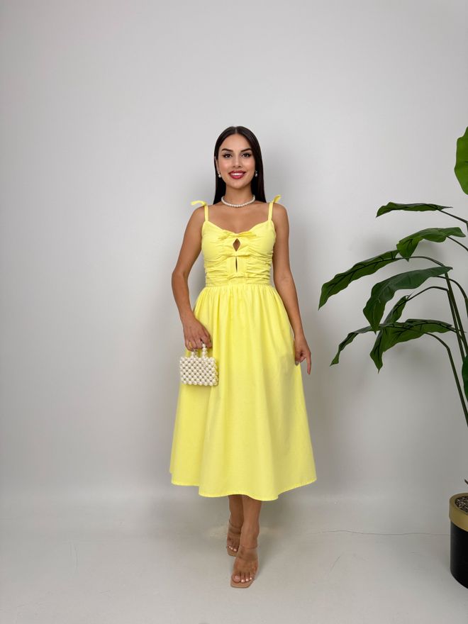 Miss Janell Κίτρινο Fit And Flare Φόρεμα Χονδρικό εμπόριο ενδυμάτων Casual