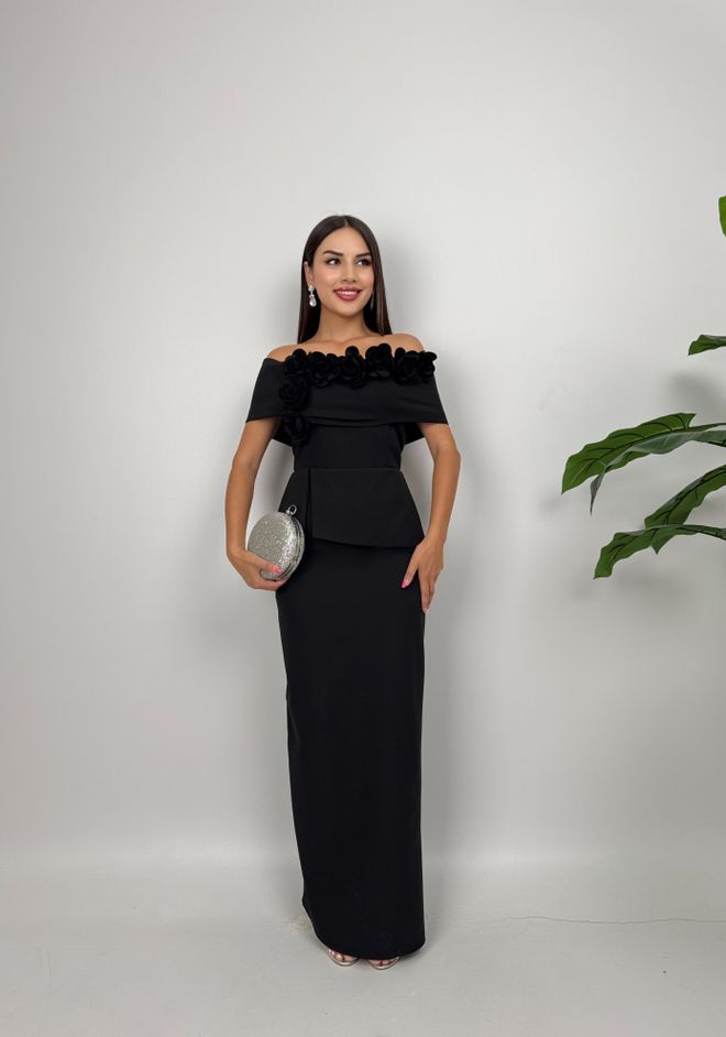 Miss Janell Μαύρο Κομψό Επίσημο Φόρεμα Θήκη Χονδρικό εμπόριο ενδυμάτων Σέξι