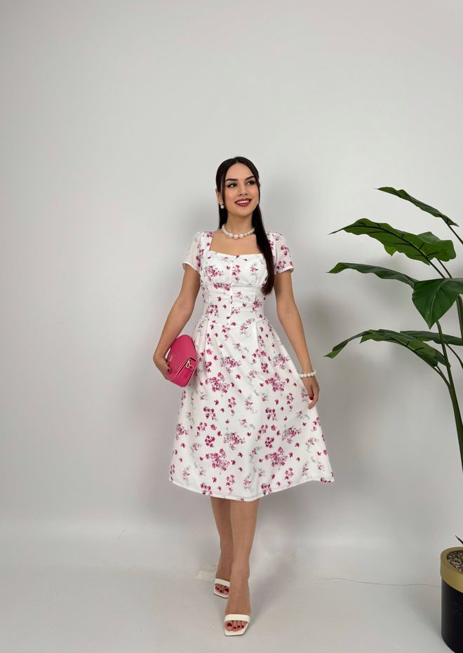 Miss Janell Ασπρο Κομψό Φόρεμα Fit And Flare Χονδρικό εμπόριο ενδυμάτων Casual