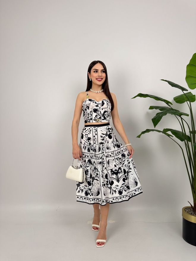 Miss Janell Μαύρη Φούστα Flared Midi Ψηλόμεση Casual Κομψή Χονδρικό εμπόριο ενδυμάτων Casual