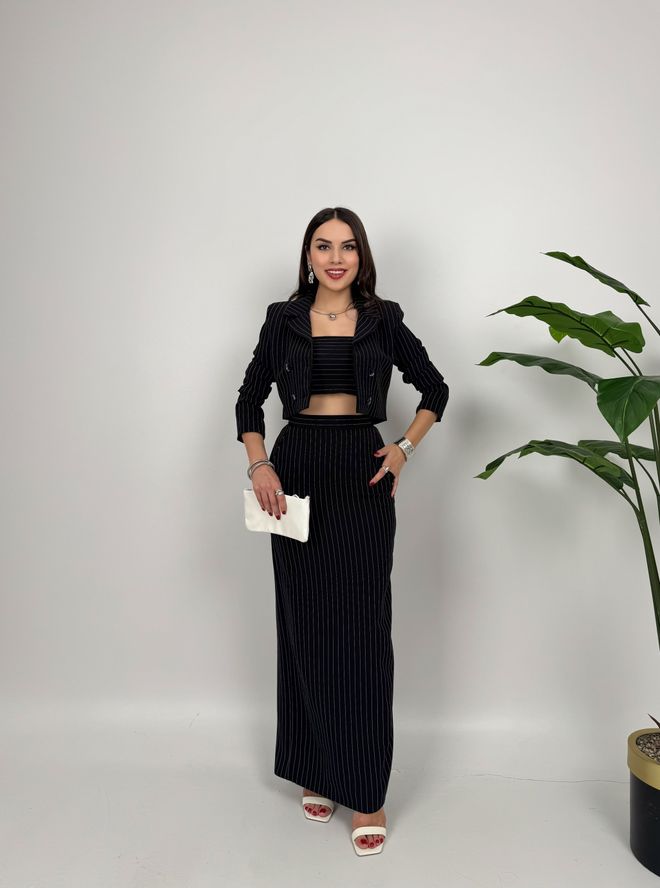 Miss Janell Μαύρη Κομψή Επίσημη Pencil Μάξι Φούστα Χονδρικό εμπόριο ενδυμάτων Επίσημο