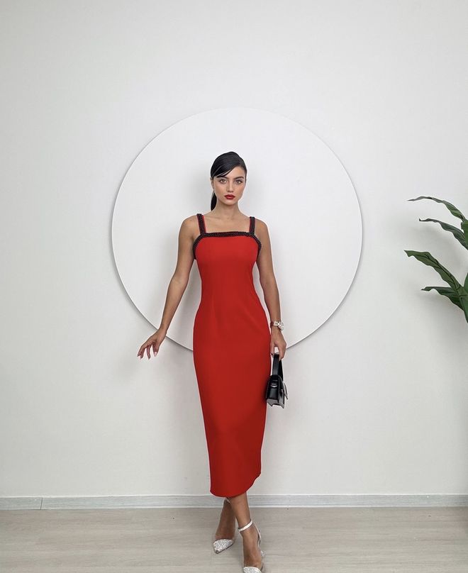 Miss Janell Vestido Blazer Vermelho Elegante Com Decote Quadrado Roupas por atacado Vintage