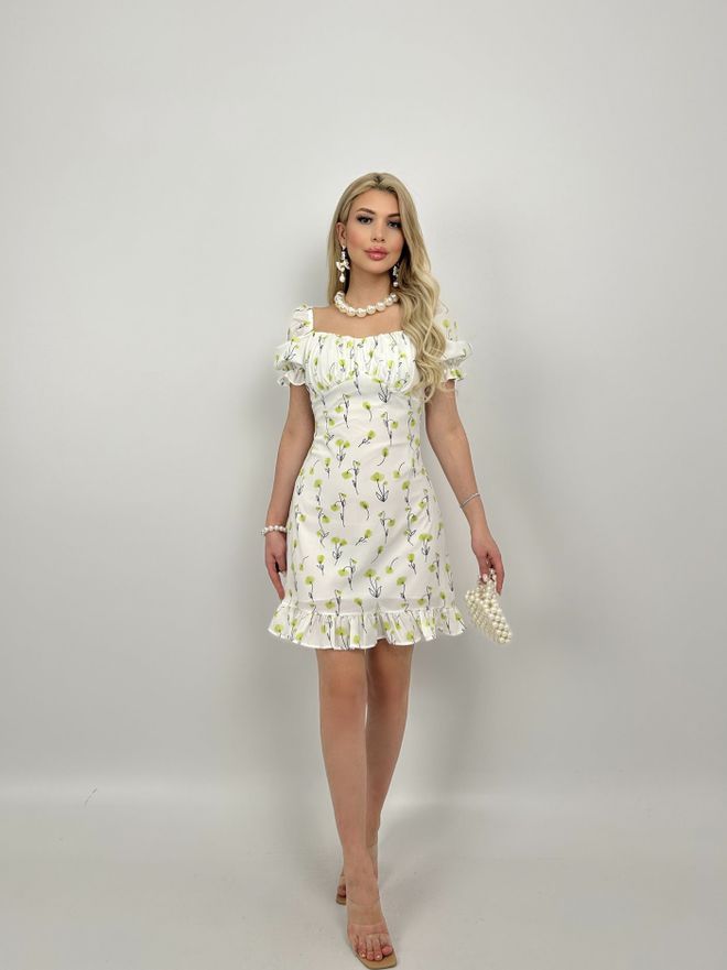 Miss Janell Vestido Bodycon Mini Floral Elegante Branco Roupas por atacado Casual