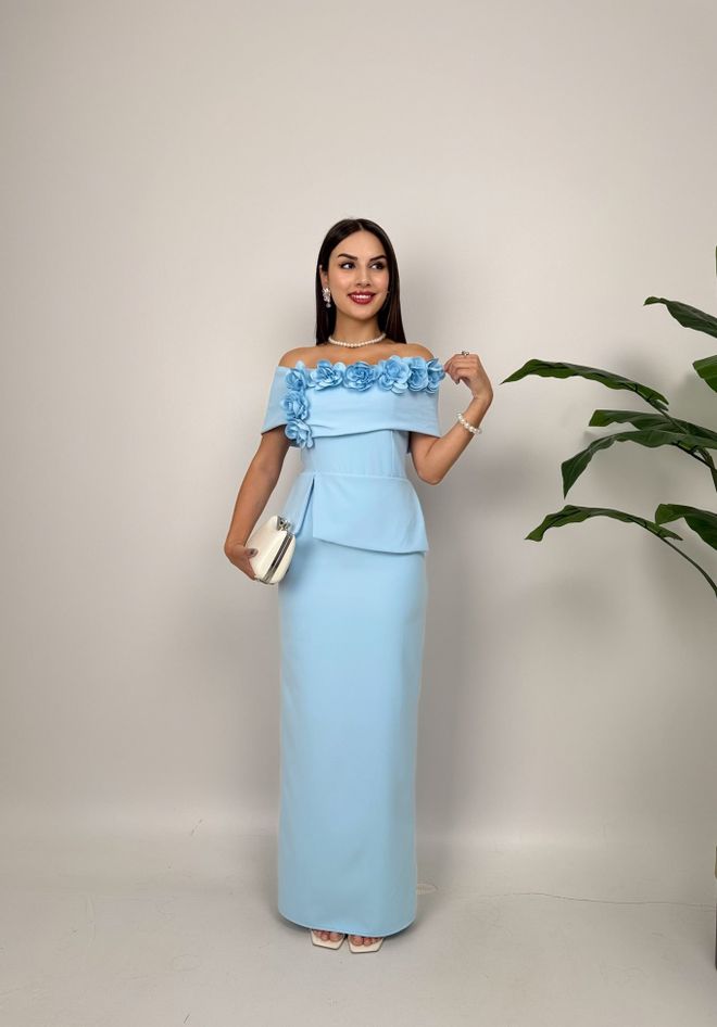 Miss Janell Vestito A Guaina Elegante Formale Blu Abbigliamento all'ingrosso Annata