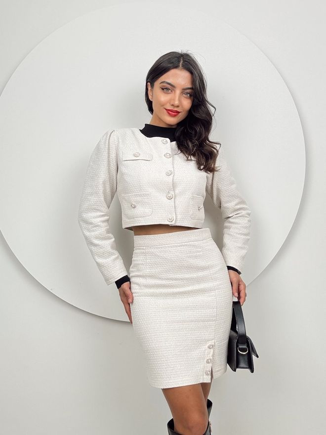 Miss Janell Fustă Creion Midi Bej Elegantă Îmbrăcăminte cu ridicata Casual