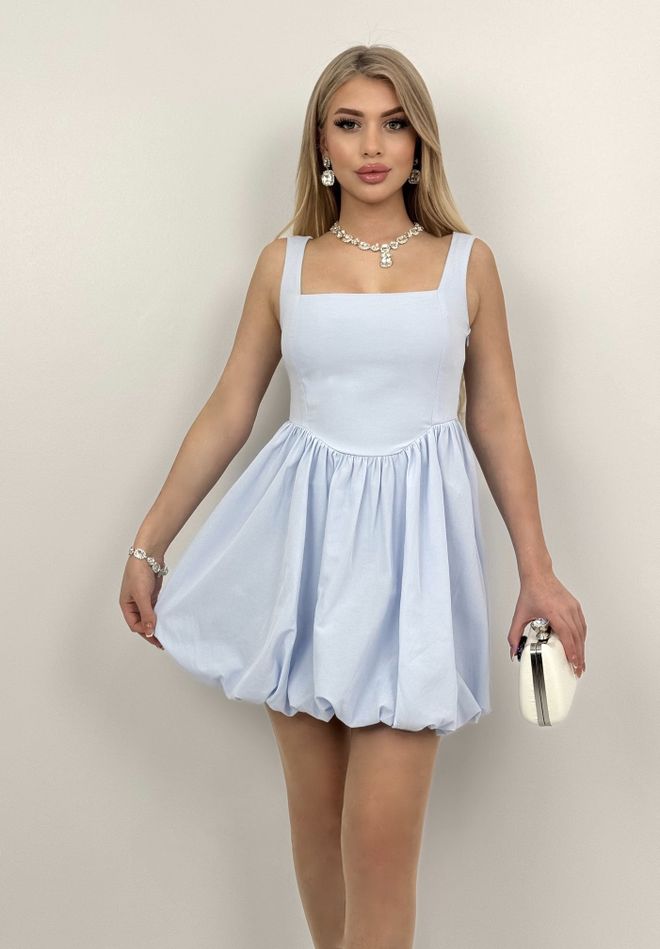 Miss Janell Modré Flapper Babydoll Šaty So Štvorcovým Výstrihom Veľkoobchod s oblečením Sexy