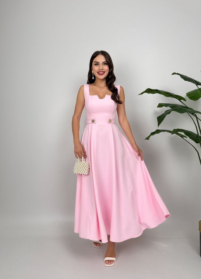 Miss Janell Różowa Elegancka Sukienka Maxi Typu Fit And Flare Hurtowa sprzedaż odzieży Klasyczny