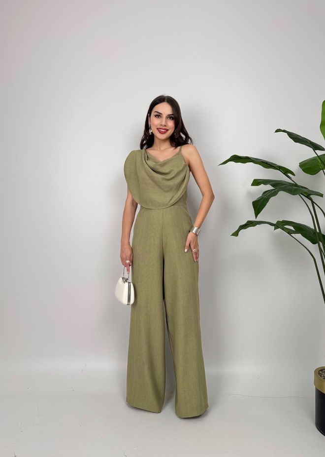 Miss Janell Salopetă Kaki Elegantă Formală Fără Buzunar Cu Fermoar Îmbrăcăminte cu ridicata Casual