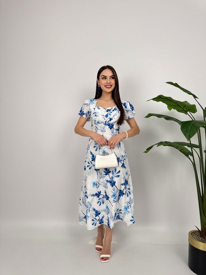 Miss Janell Μπλε Κομψό Vintage Φόρεμα Fit And Flare Χονδρικό εμπόριο ενδυμάτων Casual