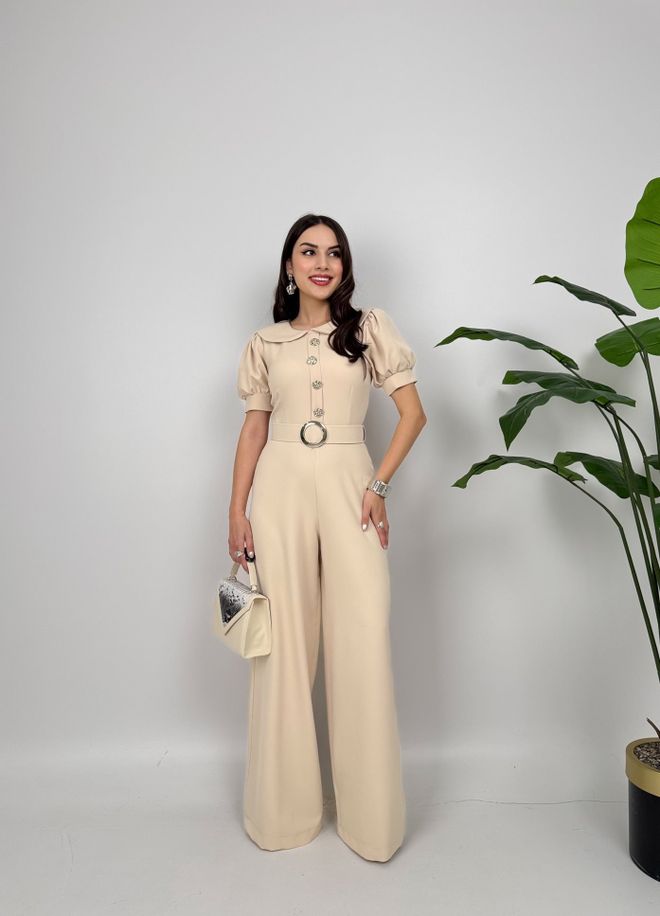 Miss Janell Μπεζ Κομψό Μπουφάν Ολόσωμη Φόρμα Χονδρικό εμπόριο ενδυμάτων Σοδειά
