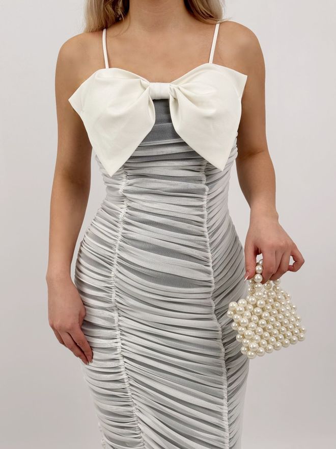 Miss Janell Vestito Bianco Bodycon Senza Spalline Midi Abbigliamento all'ingrosso Annata