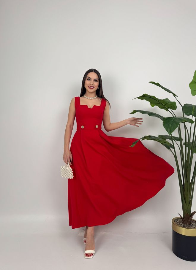 Miss Janell Red Elegant Fit And Flare Dress Wholesale Clothing Vintage