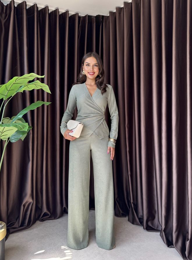 Miss Janell Yeşil Zarif Resmi Set Toptan Giyim Tesettür