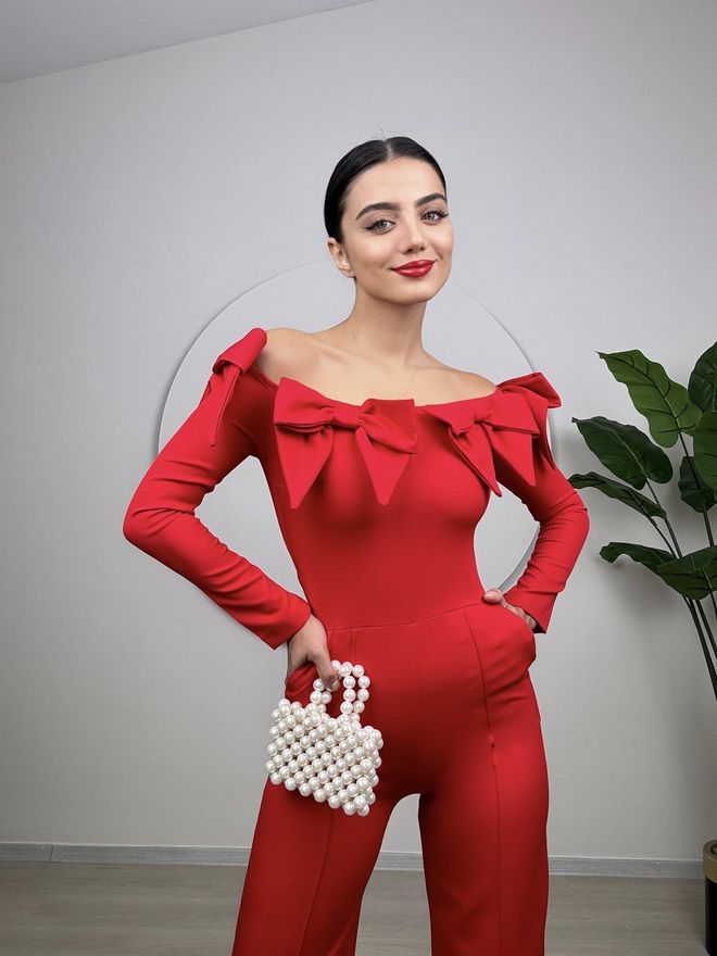 Miss Janell Red Sexy Elegant Tailored Jumpsuit Wholesale Clothing 1