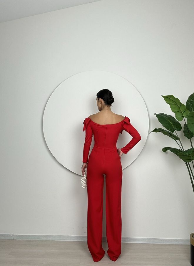 Miss Janell Red Sexy Elegant Tailored Jumpsuit Wholesale Clothing Spring