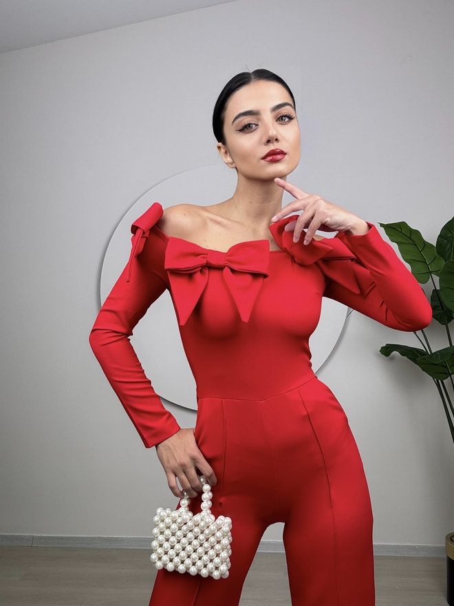 Miss Janell Red Sexy Elegant Tailored Jumpsuit Wholesale Clothing Birthday