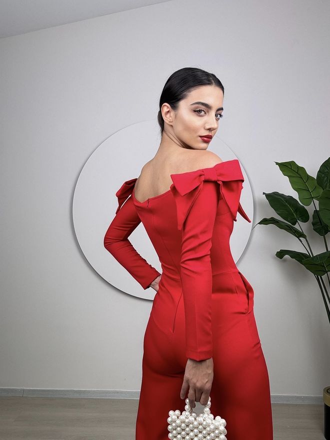 Miss Janell Red Sexy Elegant Tailored Jumpsuit Wholesale Clothing Formal