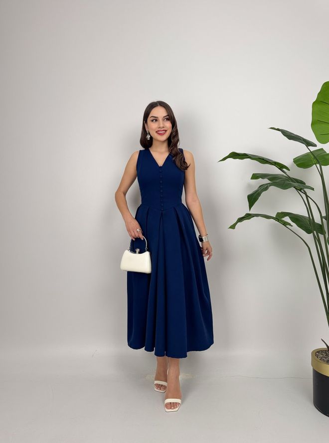 Miss Janell Vestido Azul marinho Fit And Flare Elegante & Formal Roupas por atacado Formal
